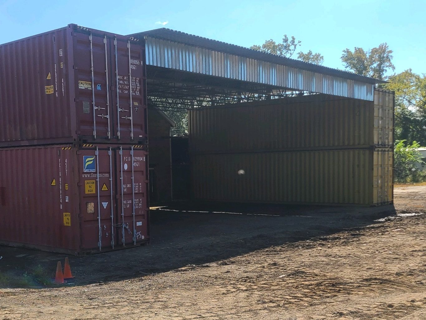Bar Joist Shipping Container Covered Storage